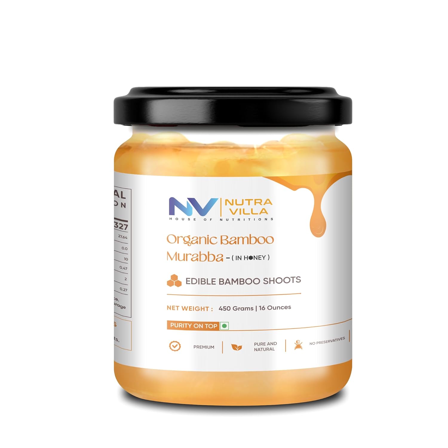 Nutravilla Bans ka Murabba Sweetened With Raw Forest Honey | Edible Bamboo Shoots | Supports Height Increase, Boost Digestive Health, Sugar Free | 450 Gram Jar