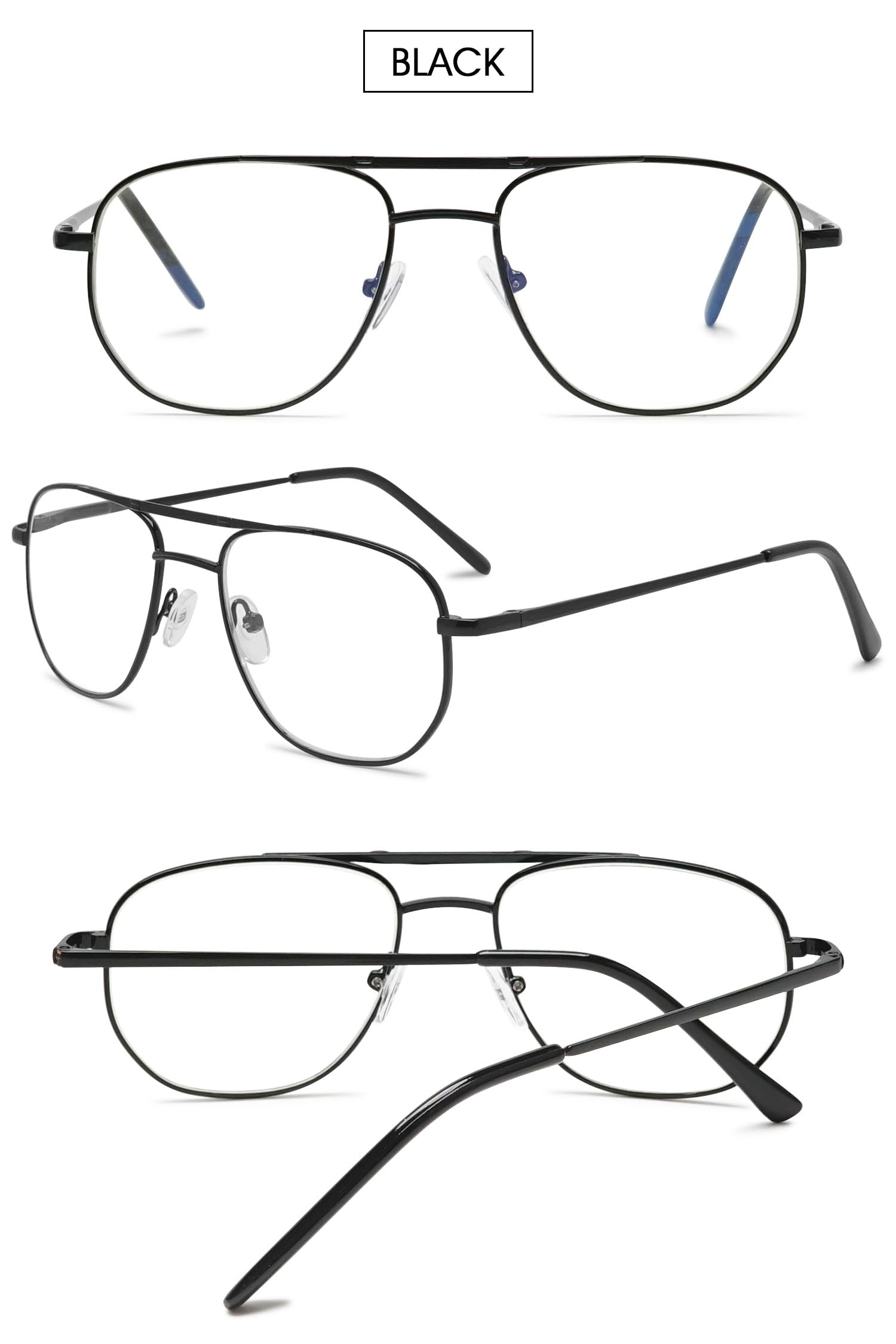 VEVESMUNDO Blaulichtfilter Lesebrille Herren Damen Metall Moderne Pilotenbrille Klar Lesehilfe Sehhilfe Brillen mit Sehstärke
