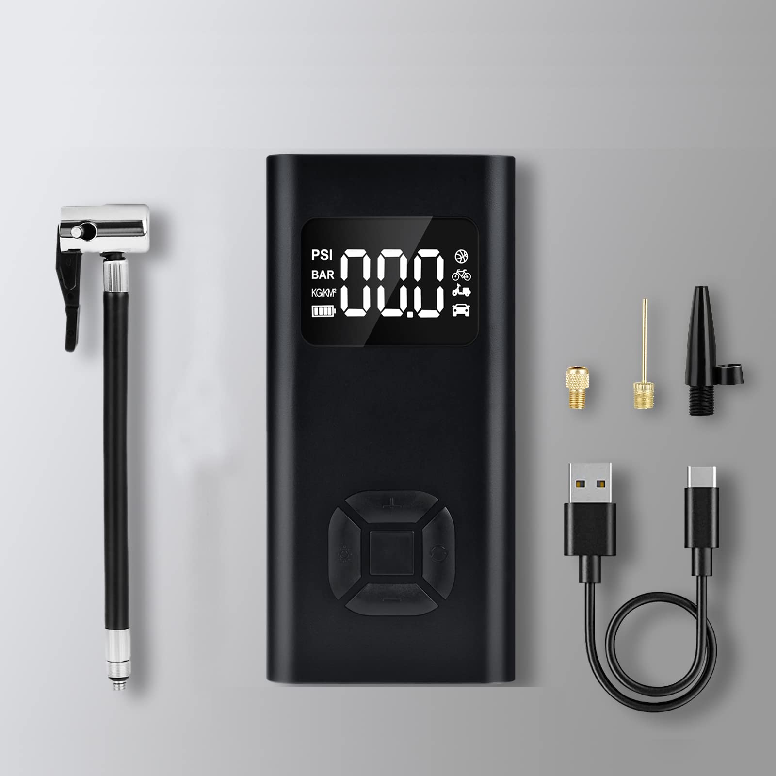 WONDERFUL LIFECar Tire Air Compressor, Portable Inflator [Cordless], Air Pump [Fast Inflation 150PSI]. With LCD Light, for Car, Bicycle, Motorcycle, Various Balls, Swimming Laps.