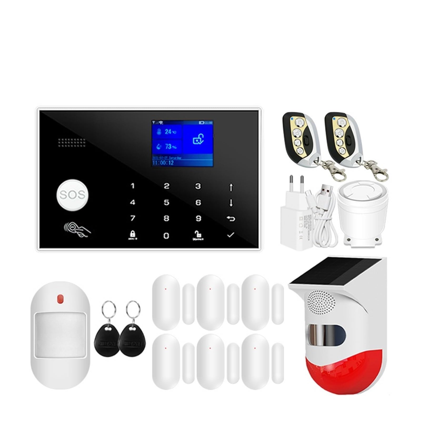 CUDTAPI GSM Home Alarm System Smart Security Burglar Host Touch Keyboard Support 433MHz Wireless Detector Wired Sensor(Option O)