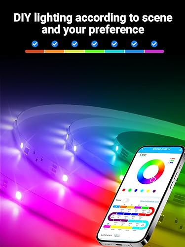Miniatura 5 de TJOY Tira de luces LED RGB+IC de 16.4 pies, luces LED Wi-Fi inteligentes que funcionan con Alexa y Google Home, segmento de color DIY, luces LED