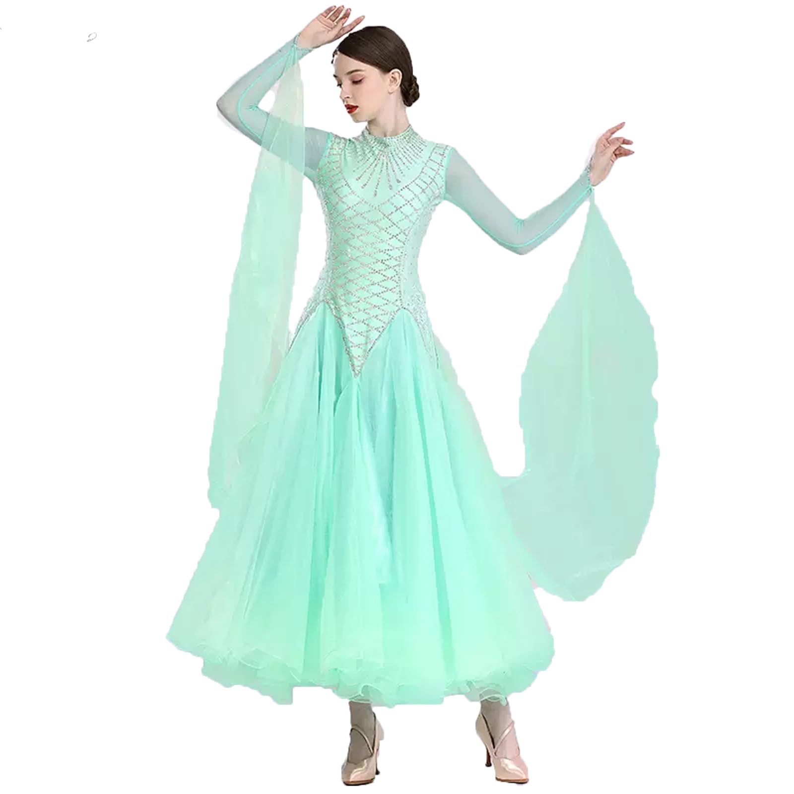Damski strój do tańca walca, profesjonalne sukienki do tańca towarzyskiego, tango, flamenco, kostiumy
