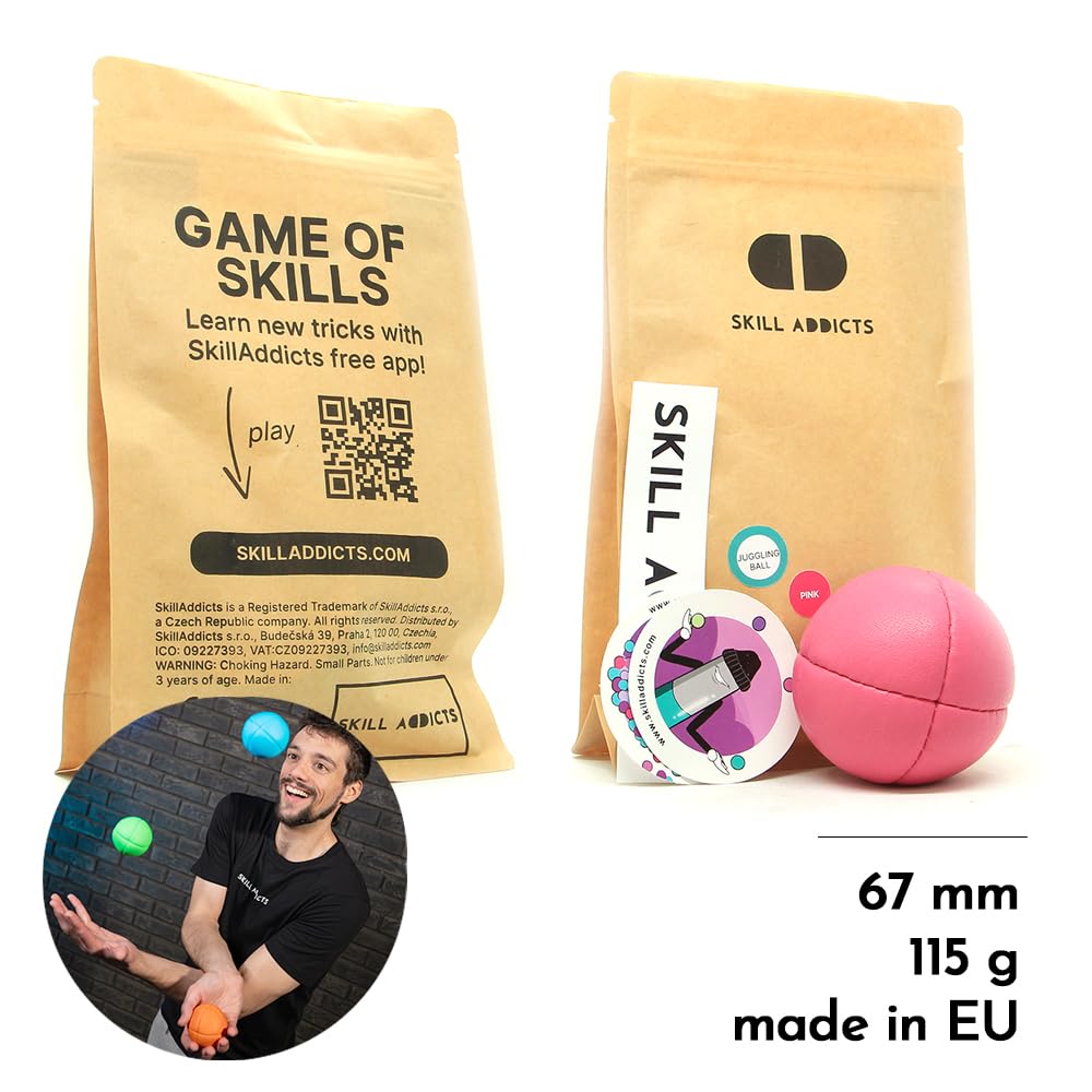 Infinity Juggling Ball - różowa (ręcznie wykonana w UE, używana przez Pro Jugglers, zawiera aplikację do nauki sztuczek)