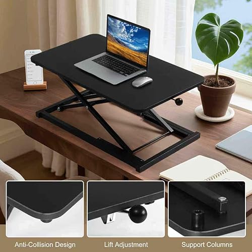 Miniatura 5 de Convertidor de escritorio de pie ajustable en altura, soporte para teclado de computadora de escritorio,