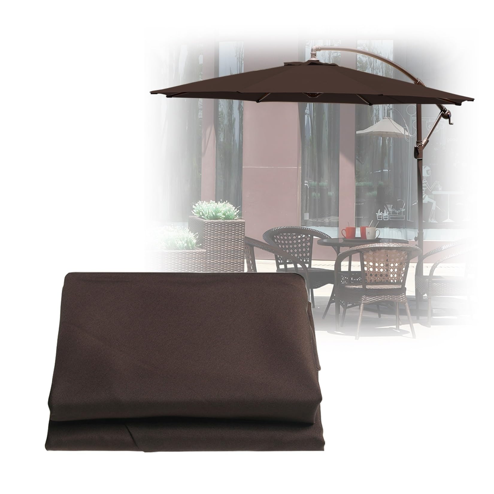 ESOYAWE Garden Parasol Covers Replacement Parasol Canopy, 6 Ribs 8 Ribs Patio Umbrella Replacement Canopy, Waterproof UV Protection Outdoor Parasol Fabric Replacement (Canopy Only)