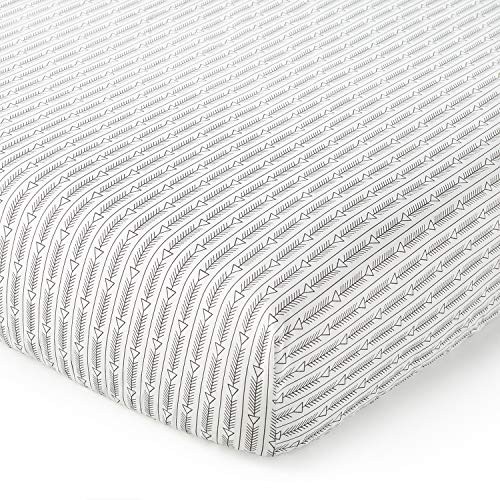 Image of Levtex Baby Nest & Nod Riley Crib Bed Set - Baby Nursery Set - White, Black, Grey - Intricate Geometric - 3 Piece Set Includes Quilt, Fitted Sheet, Crib Skirt /Dust Ruffle