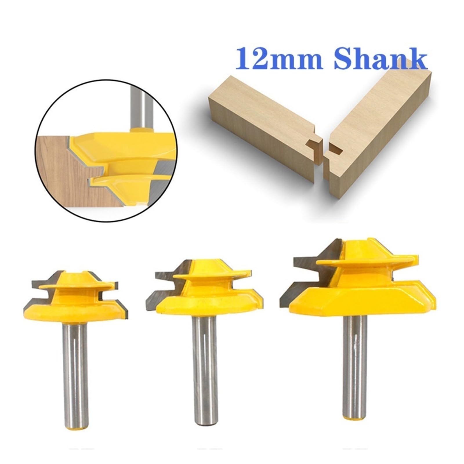 3 sztuk frez 45 stopni kątownik do ukośnicy frez 1/2 zdjęcie średni zamek do ukośnicy frez do rzeźbienia w drewnie czop nóż LT102(12mm Shank)