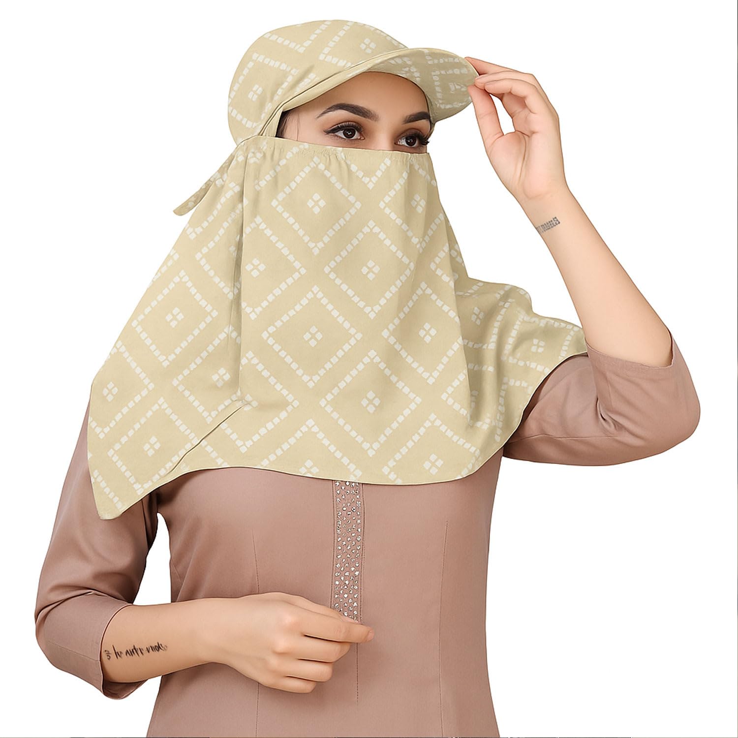 Womens Cotton-Rayon Printed Scarf Cum Mask With Face Cover Sun Protection Free Size For Travel