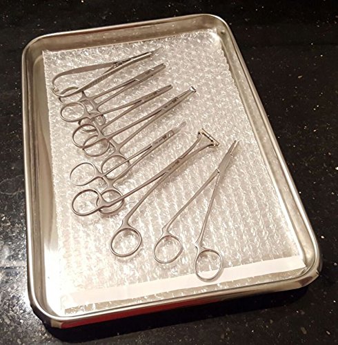 Body Piercing Jewelry 7 Tools Instruments Set with Tray Surgical Stainless Steel Professional Septum CQ Curvette Micro Dermal Anchor Forceps Pliers