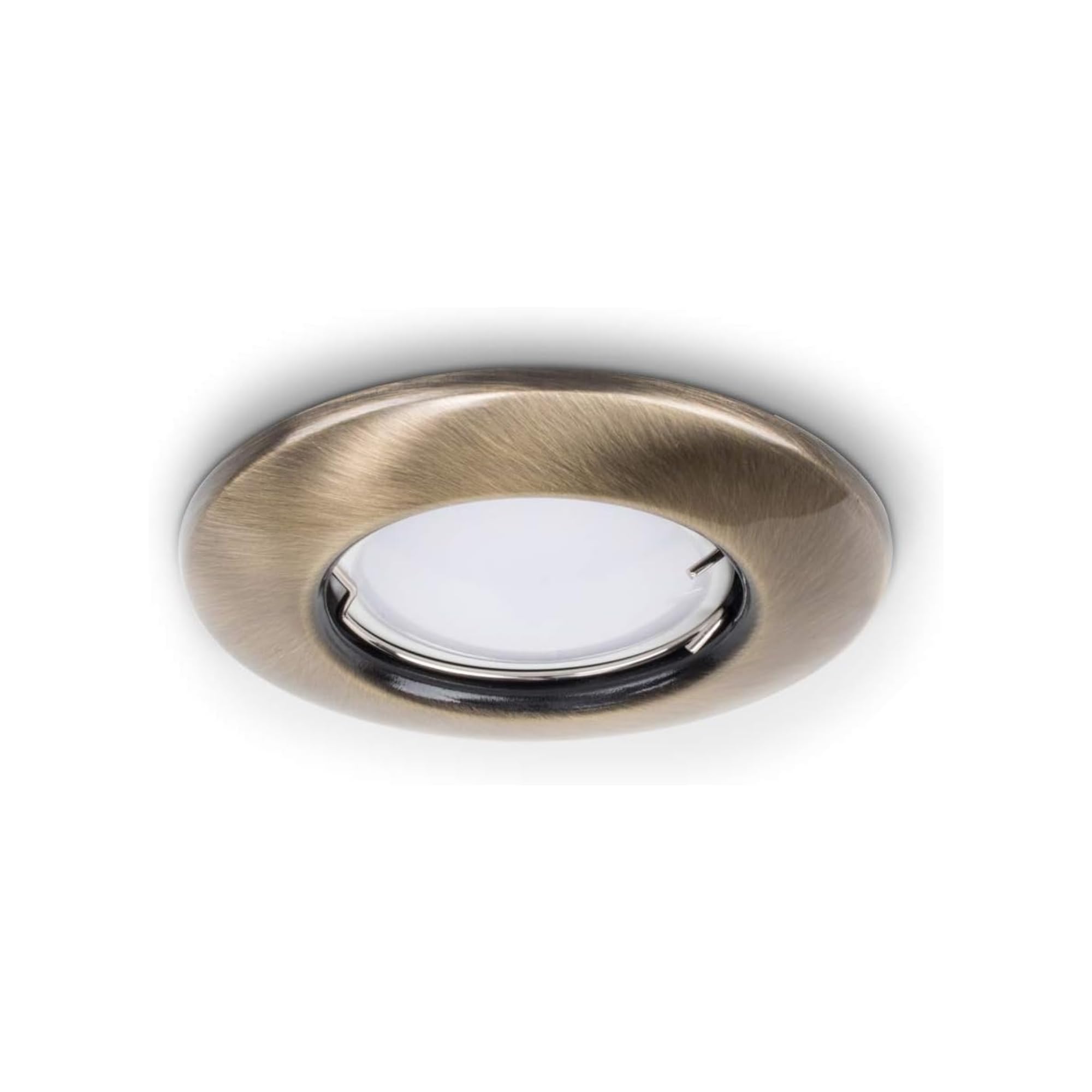 MiniSun | Modern Antique Brass Recessed GU10 Ceiling Downlight Fittings | Ceiling Spots, Home Décor & Improvement Essential | Pack of 6 | Mains Wired