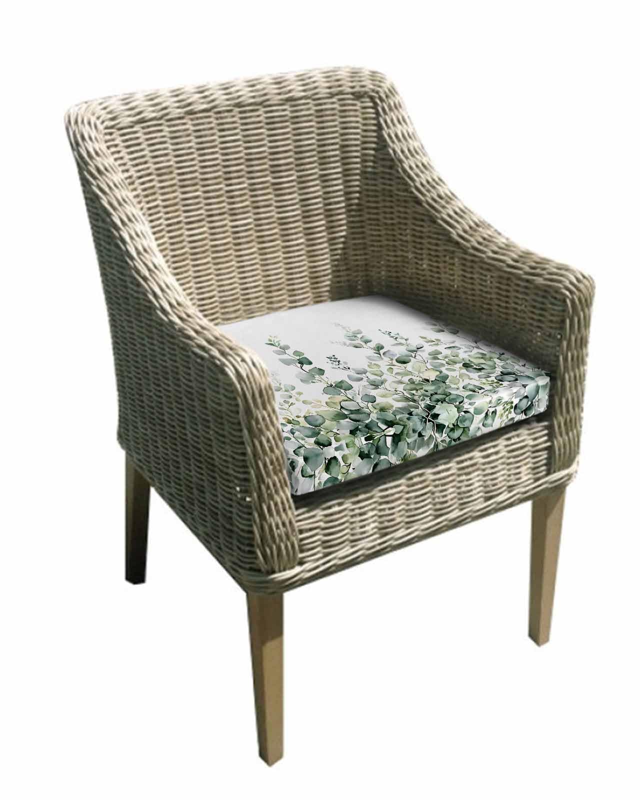 Hokiten Retro Eucalyptus Leaves Outdoor Cushion Chair Cover Set of 4 - Waterproof Couch Seat Covers, Rustic Pastoral Botanical Patio Furniture Protector Cushions Slipcovers for Sofa/RV, 20