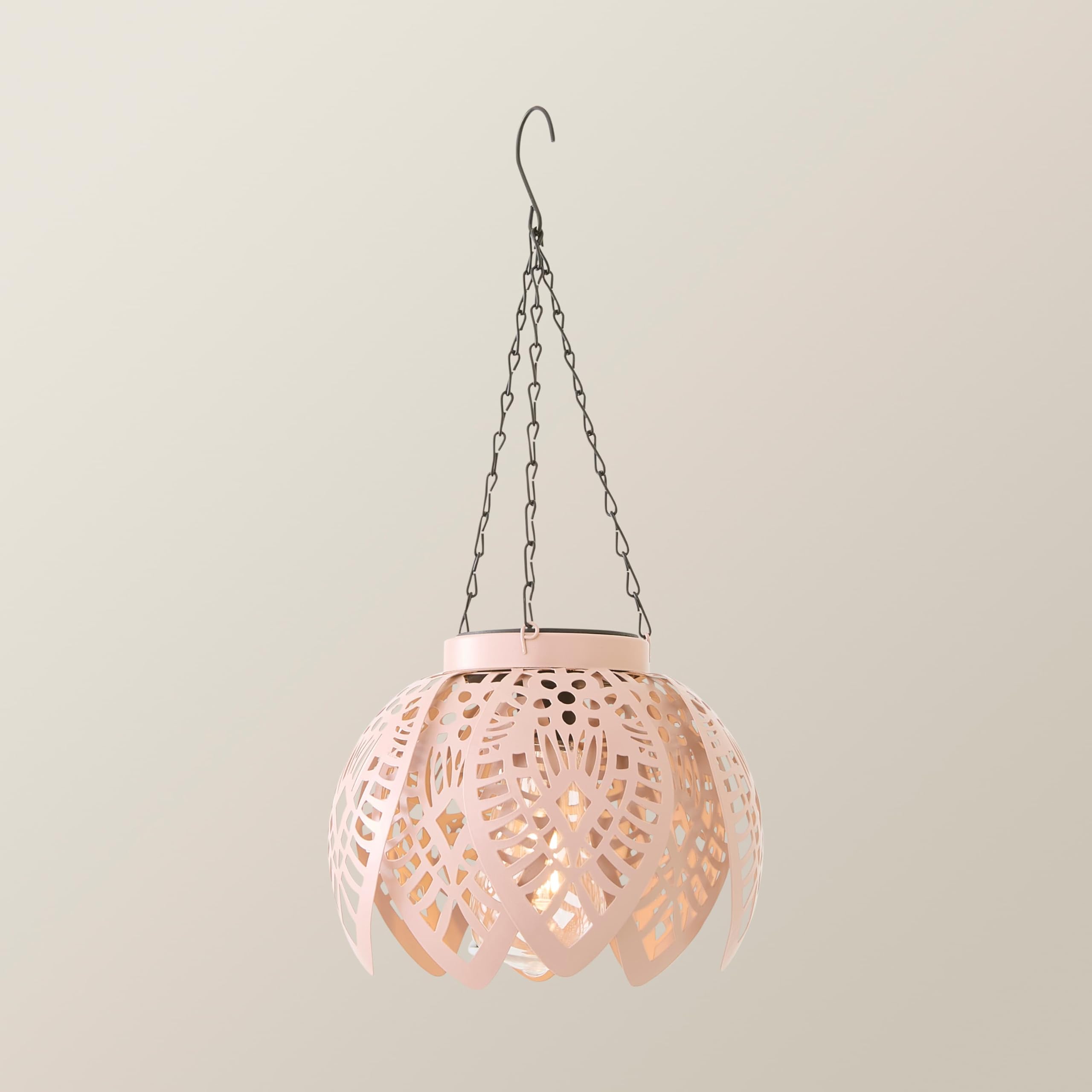 B&Q -  Artichoke Blush Pink Solar Hanging Outdoor Garden Lantern Light