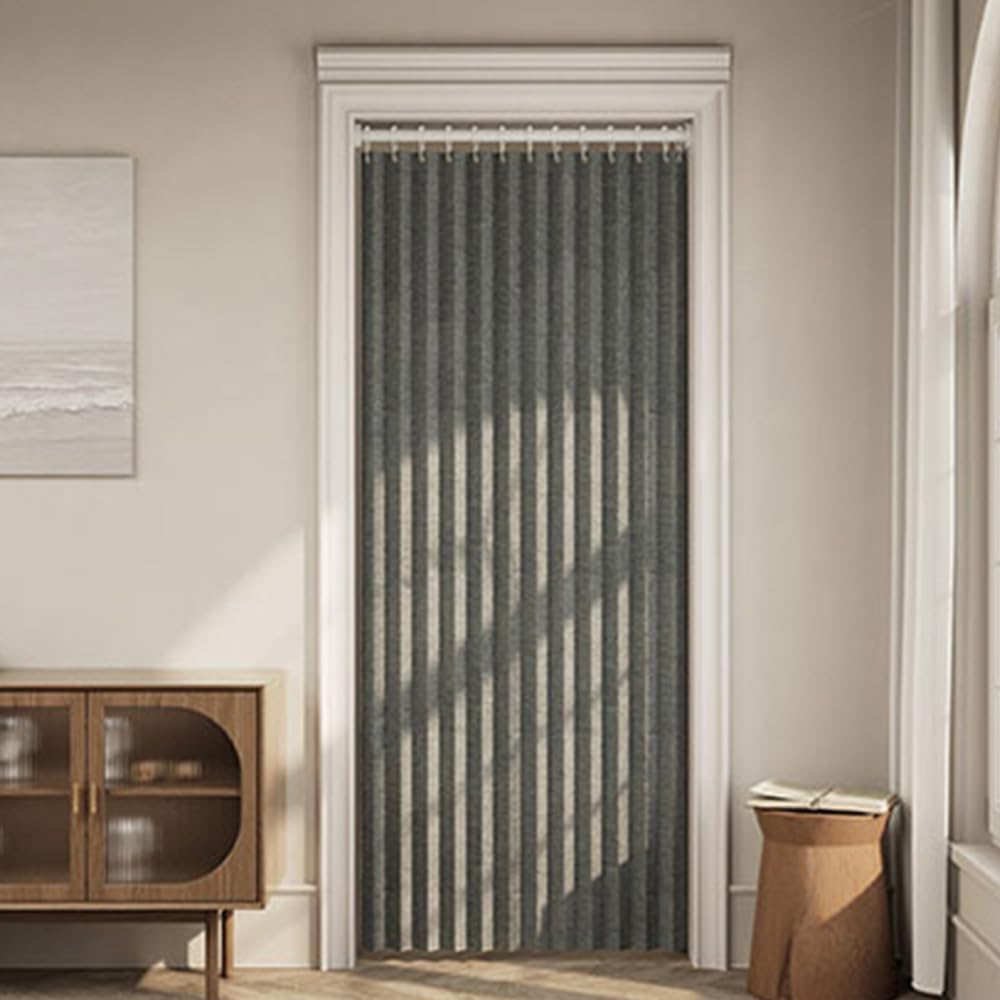 Cortinas opacas térmicas plisadas grises de alta calidad para armarios abiertos y separadores de habitaciones, 40 x 87 pulgadas, elegante solución de privacidad con varillas