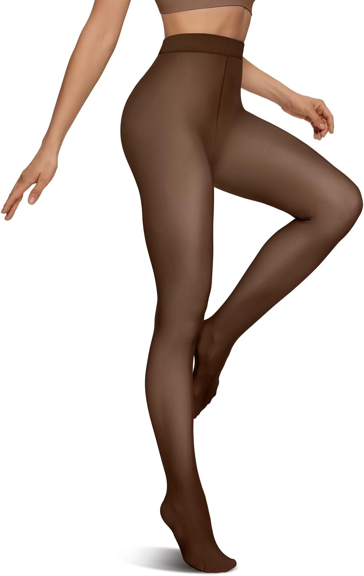 Vertvie Fleece Lined Tights for Women Thermal Pantyhose Fake Translucent Winter Warm Tights High Waisted Thick Leggings