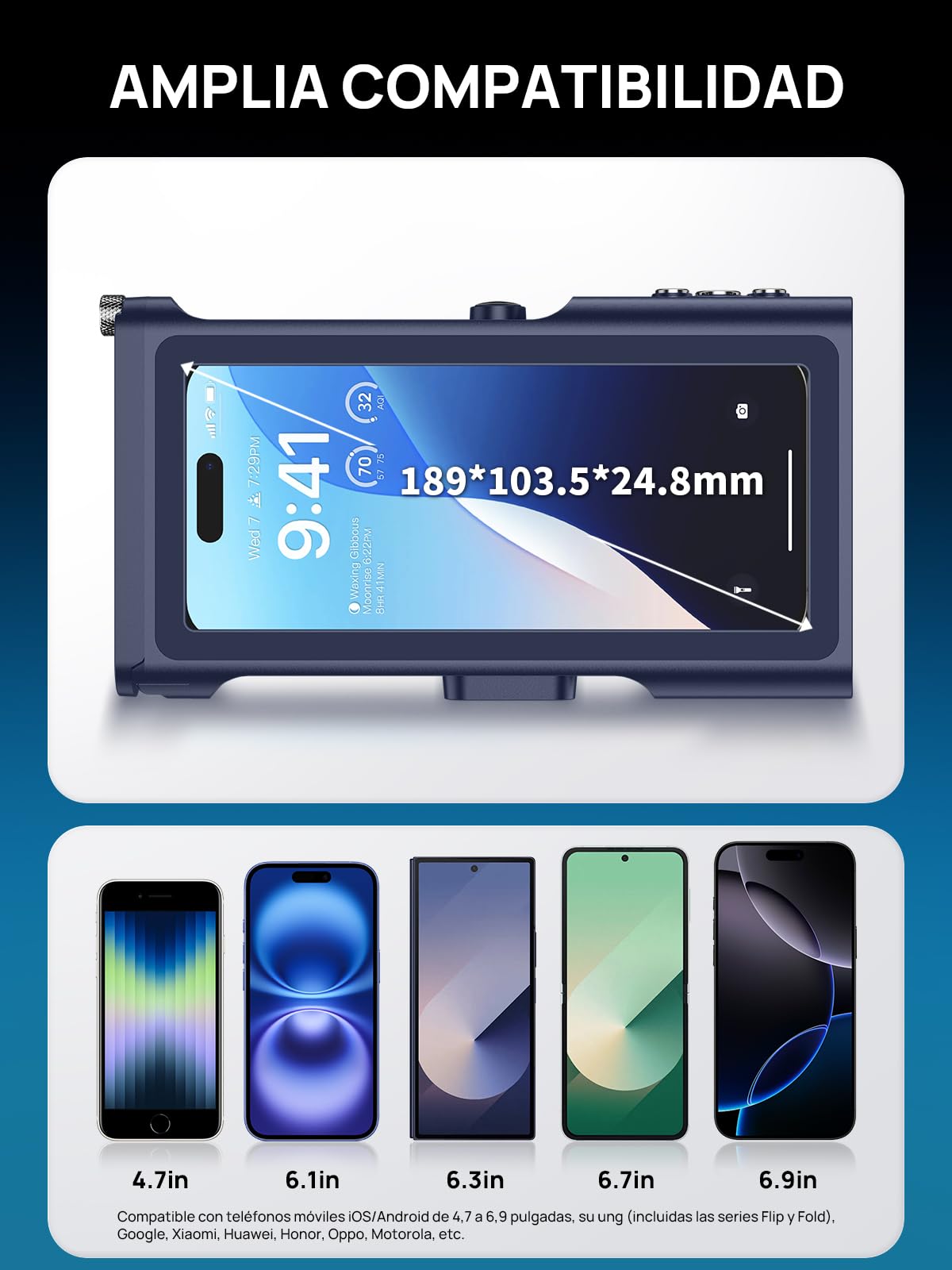 Funda IPX8 15M Impermeable [Universal] Subacuática Profesional 360 Grado Carcasa de Fotografía Buceo [Bluetooth Enfoque Ajustable] para iPhone Samsung Xiaomi 4,7-6,9'' Móvil, Azul