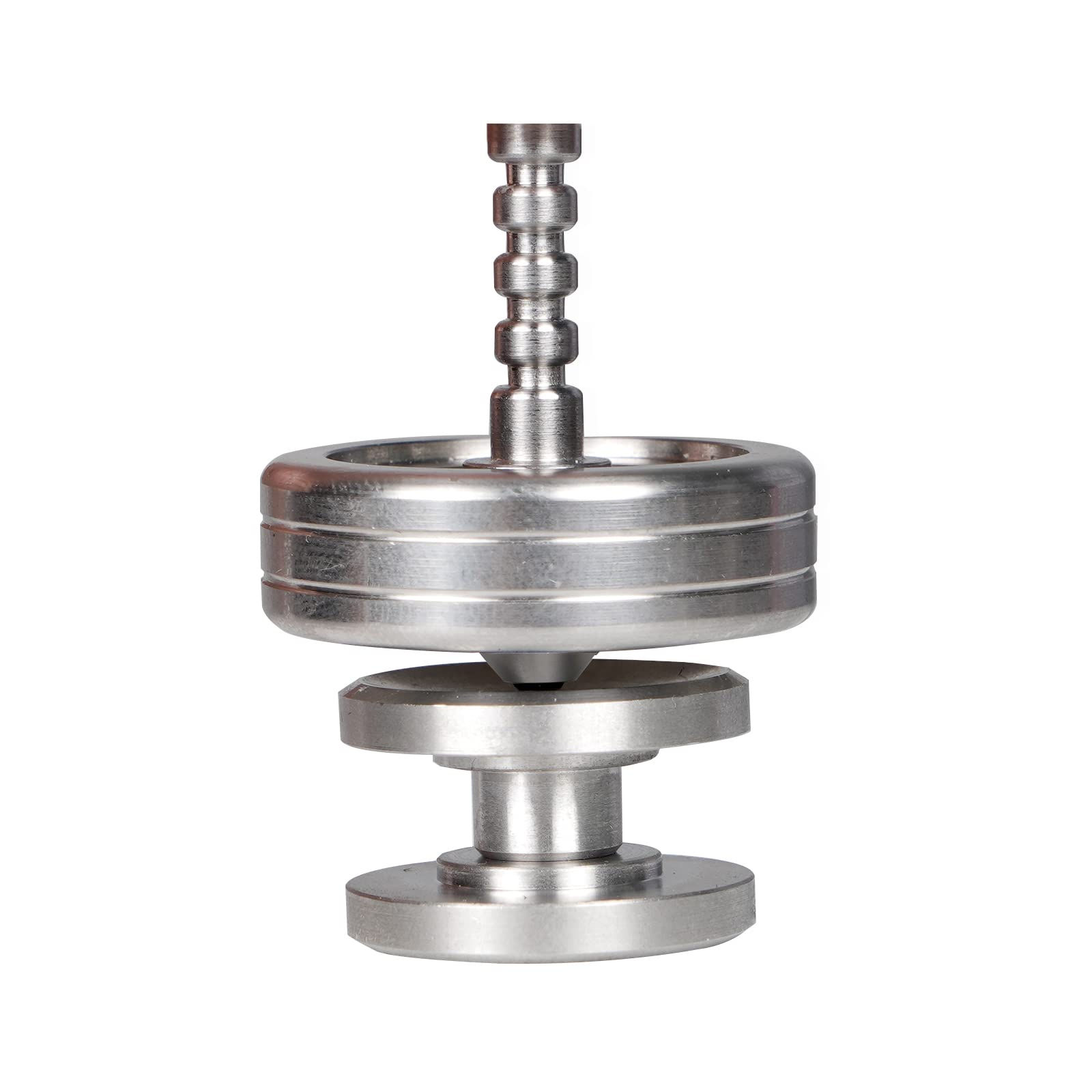 2 in 1 Metal Spinning Top Fidget Spinner for Adults Kids Precision Toys Gyroscope Gift Stainless Steel Ceramic Bead (Silver)