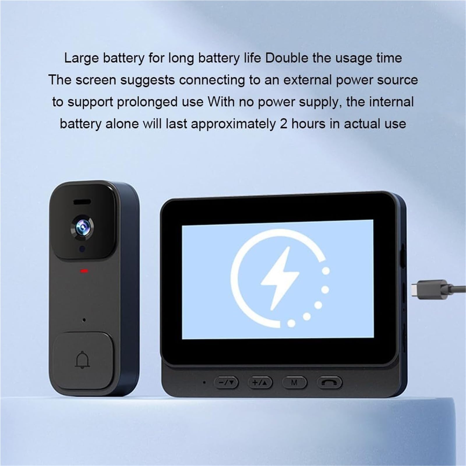 Mothdust Interphone Video sans Fil Sonnette Ecran HD Vision Nocturne