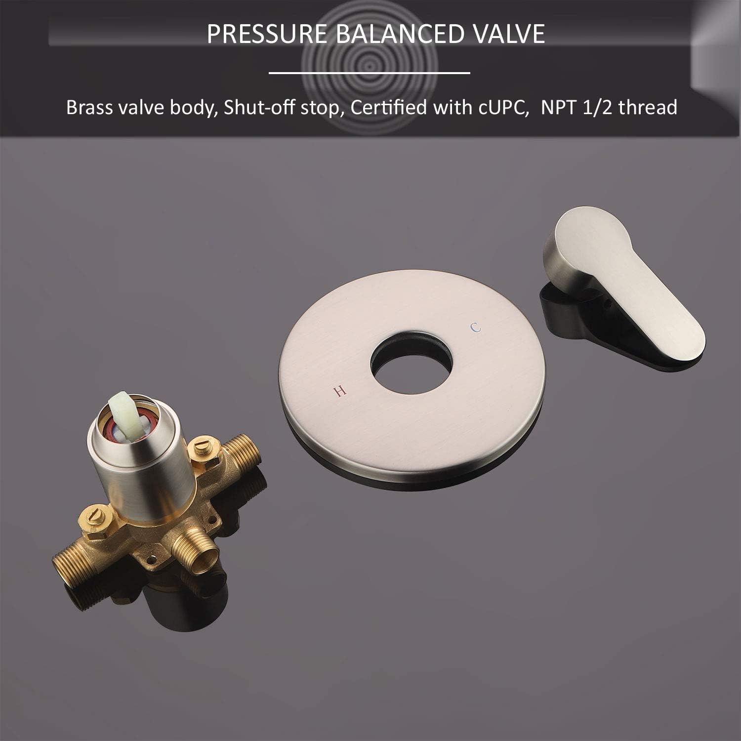 Black Friday Clearance Alltaco Single Function Shower with 10-inch Round Shower Head, Bathroom Rainfall Shower Faucet Set with Rough-in Valve, All Metal Shower Kit, Wall Mounted, Brushed Nickel