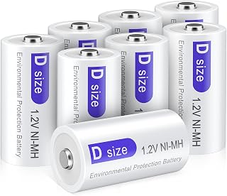 Palogreen Rechargeable D Batteries 8000mAh 1.2V NiMH D Size Batteries 8 Pack 1200 Cycle D Cell Rechargeable Low Self Discharge Battery