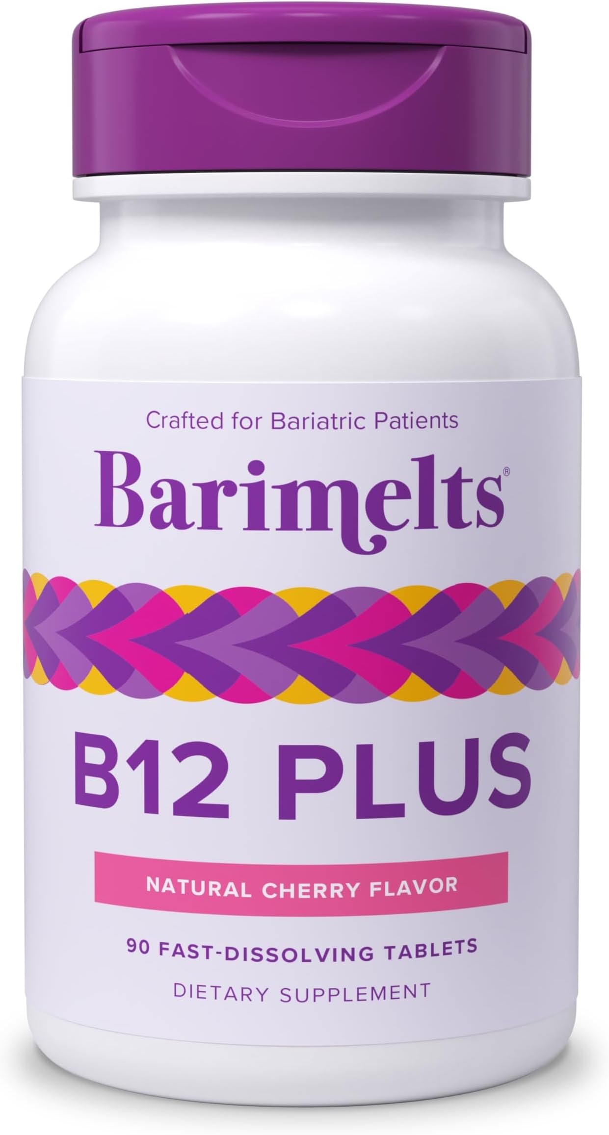 BariMelts Vitamin B12 Plus, 90 Fast-Dissolving Tablets (3-Month Supply), Sugar-Free Bariatric Vitamins for Women, Includes B12, B6, Folate and Biotin, Natural Cherry Flavor​