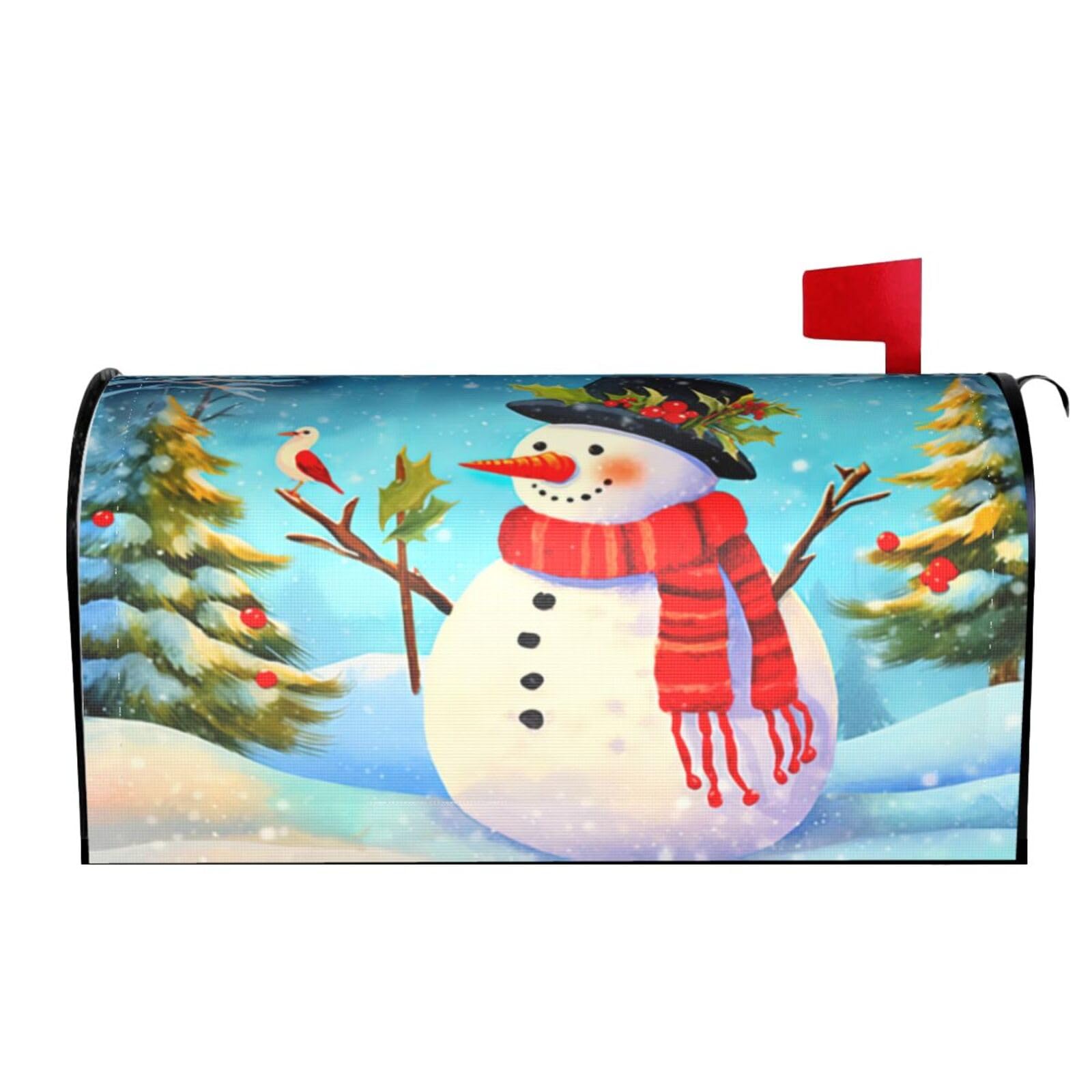 Christmas Snowman Bird Flower 03 Mailbox Covers Magnetic Wraps Post Letter Box Cover Garden Home Decor