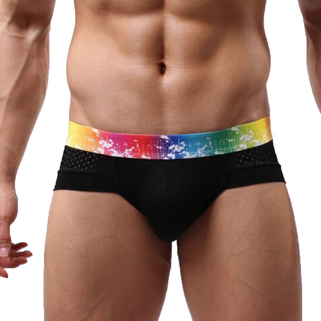 SetMei Hot Mens Sexy Cotton Underwear shorts men boxers underpants Soft Briefs (L, Black)