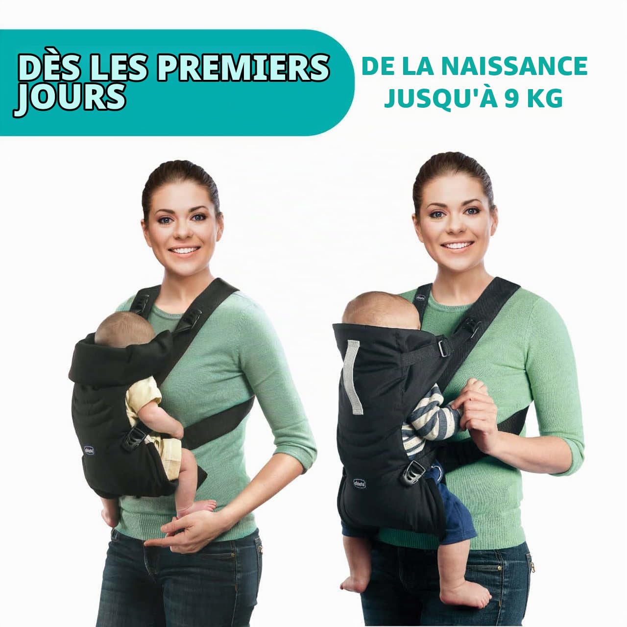 Chicco EasyFit Porte-bébé Ergonomique - Multi-Positions - Assise large - Convient à toutes les Morphologies - Idéal dès la Naissance - Moongrey