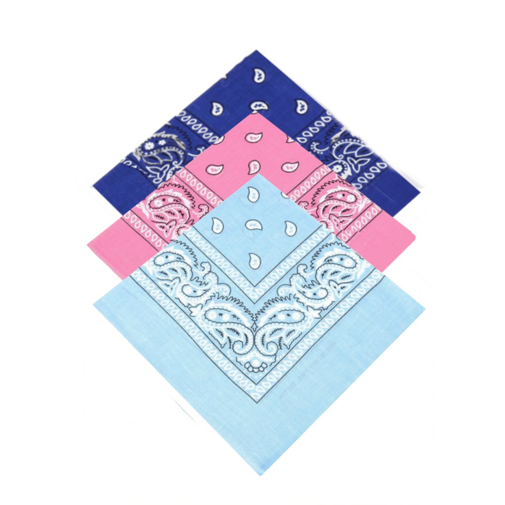 Buckingham Boutique Unisex Royal Blue,Baby Pink,Baby Blue Set Of 3 X Cotton Bandanas For Women,Girls,Men & Boys Bandana,Headscarf,Neck Scarf,Handkerchief,Head Tie (Royal Blue,Baby Pink,Baby Blue)