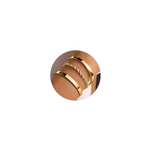 Gold Bracelets for Women Non Tarnish Dainty 14K Gold Plated Bangle Cuff Bracelets Stack for Women,Waterproof Stackable Bracelet Gold Jewelry Trendy Gifts Adjustable