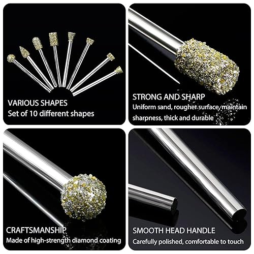 Miniatura 3 de Juego de brocas de diamante para herramientas rotativas Dremel, 20 brocas de diamante con vástago de 18 pulgadas, accesorios de herramienta