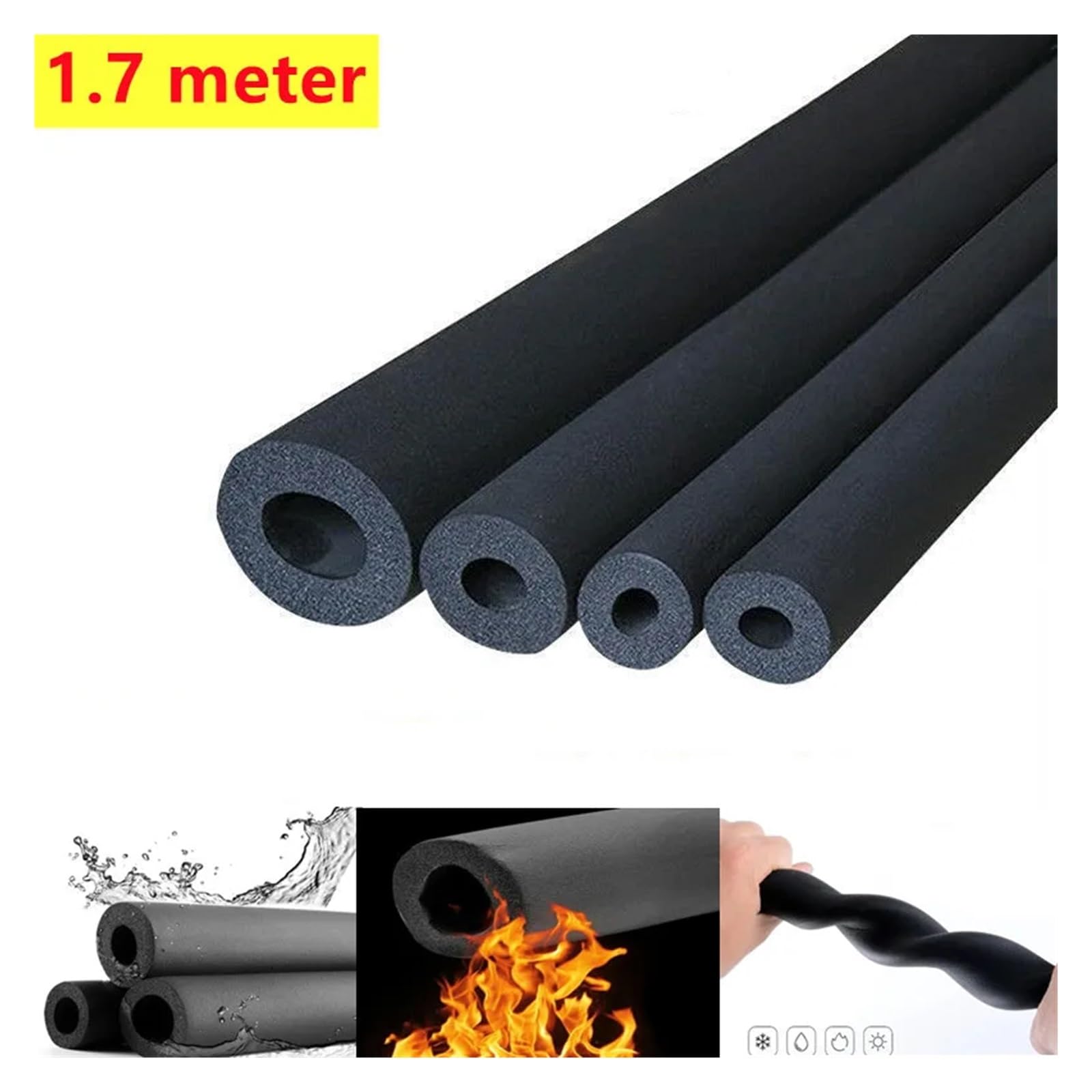 Tubo de espuma aislante para tuberías, Aislamiento de tuberías 1,8 metros for calentador agua CA 9 mm y 15(15x32mm)