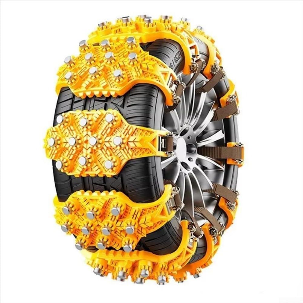 Lot de 4 chaînes à neige antidérapantes pour pneus de voiture, sangles de traction en acier TPU avec boucles réglables pour routes verglacées, terrains boueux et sécurité de conduite en plein air