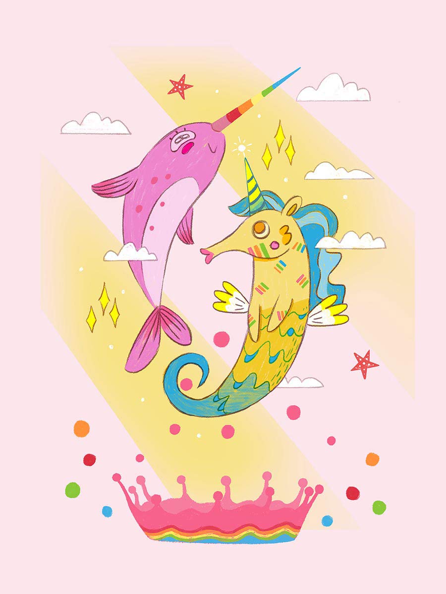 Wee Blue Coo Unicorn Seahorse Narwhal Magic Unframed Wall Art Print Poster Home Decor Premium