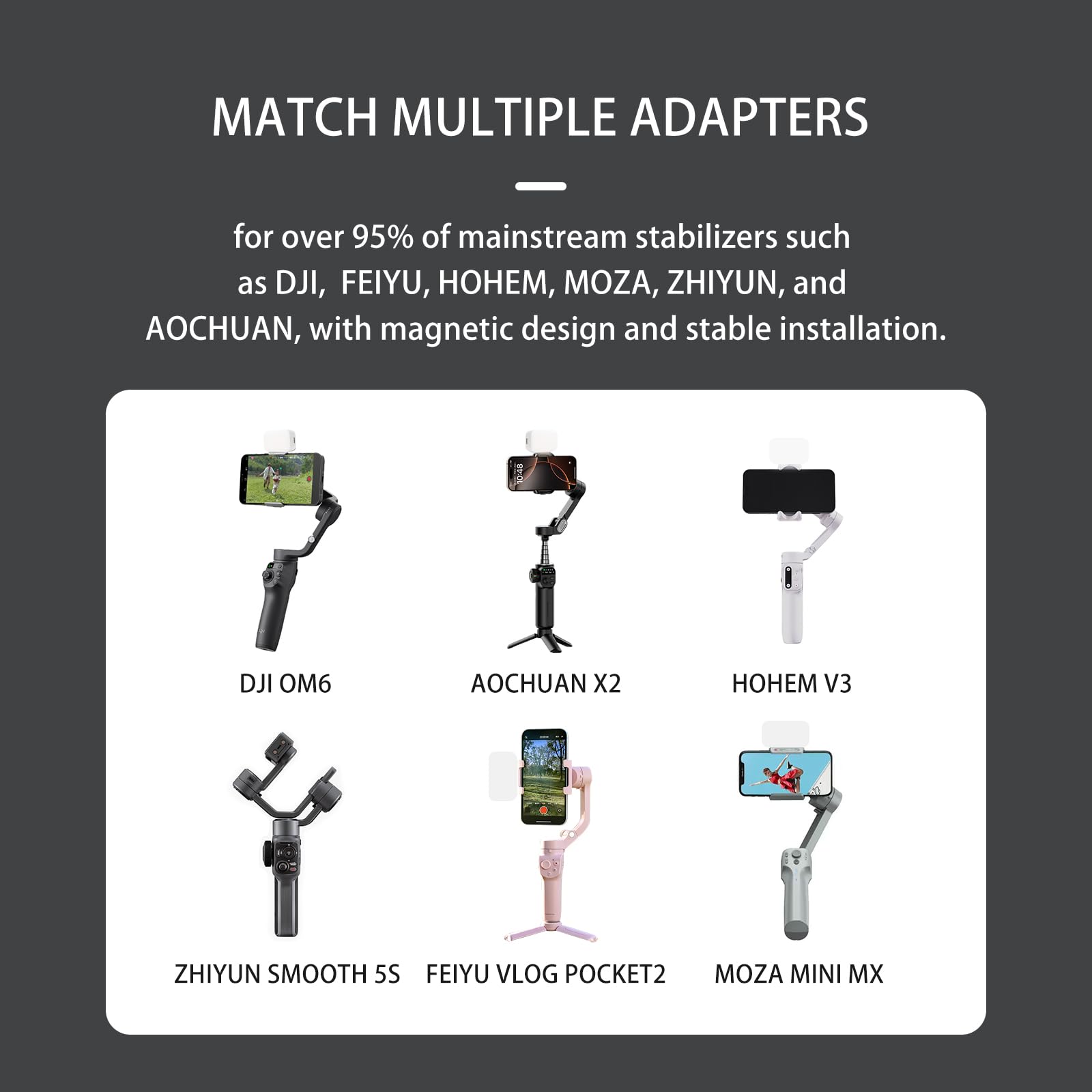 Luce di riempimento magnetica compatibile con DJI Osmo Mobile 7/6/5 Smartphone Stabilizzatore cardanico Accessori luce di riempimento (2)