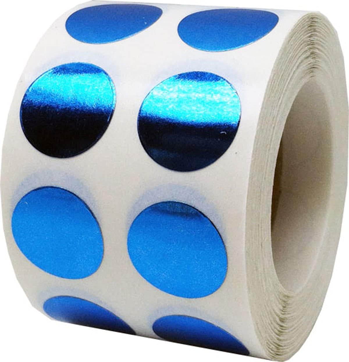 Metallic Blue Circle Dot Stickers, 1/2" Inch, 1000 Labels per Roll - Ideal for Organizing, Decorating, Labeling and Crafting in Homes, Schools, and Office Use