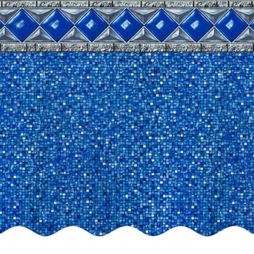Smartline 24 ft Round Swimming Pool Liner | Crystal Tile | Unibead Style | 54 Inch Wall Height | 25 Gauge Heavy Duty Virgin Vinyl | Designed for Steel Sided Above Ground Pools