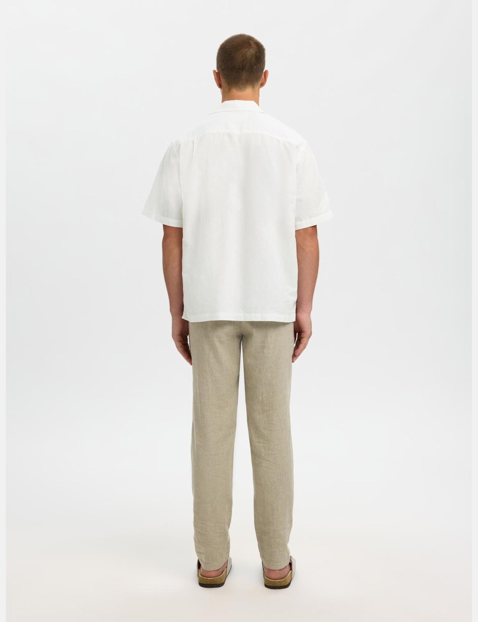 Linenblend Ss Shirt Res Noos, Bright White, XL
