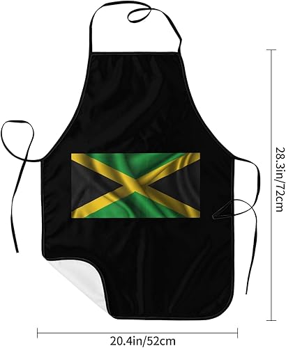 Miniatura 6 de Delantal de seda estilo bandera de Jamaica impermeable con bolsillos, delantal de cocina con babero, delantal de cocina para hombres y mujeres,