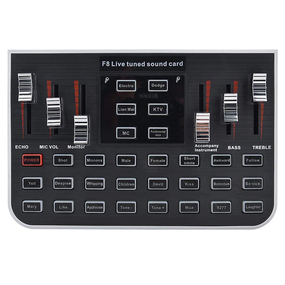 F8 Live Sound Card Voice Changer,Portable Mobile Phone Live Broadcast Karaoke Voice Changer With 4 Variants Tones,23 Special Effects,For Dodge,Mc,Reverb,Ktv,Soundtrack