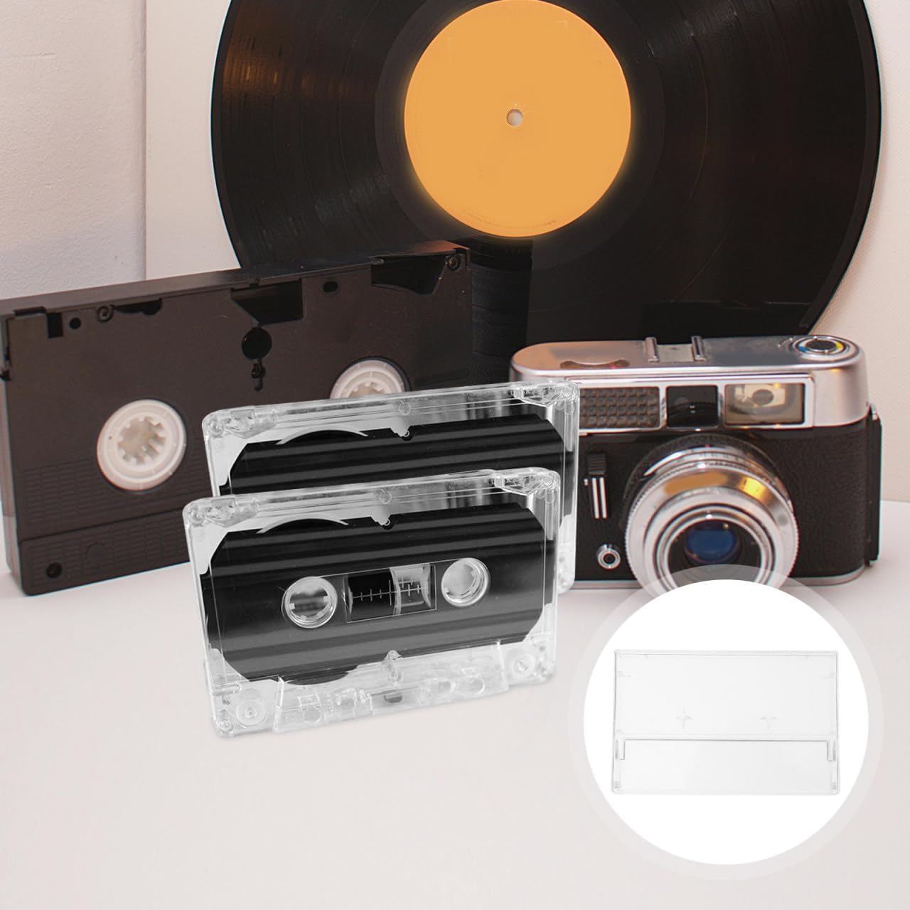 Mikikit 3-Pack Transparent Cassette Holder Empty Cassette Box Plastic Audio Tape Storage Case for Home Organization Secure Tape Protection 4.33 X 2.75 X 0.62 in