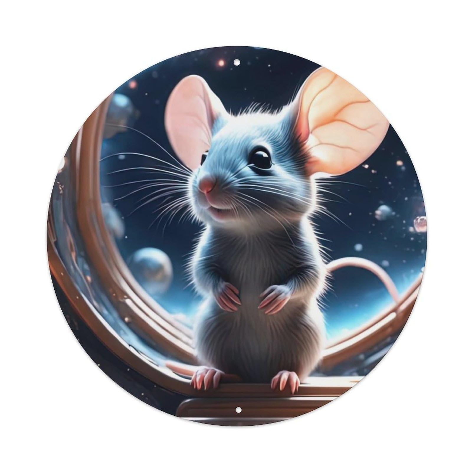 Animal Artwork Curious Little Mouse Vintage Metal Tin Sign Plaque Wall Decor for Cafe, Club Bar, Office, Garden Metal Poster 8x8Inch