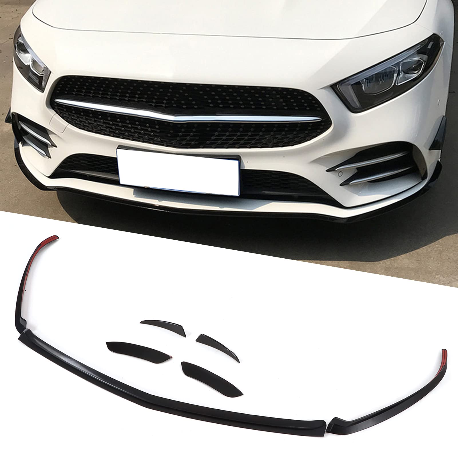7 Pz Auto Paraurti Anteriore Air Vent Lip Spoiler Copertura Trim ABS di Ricambio per Una Classe W177 AMG Linea 2018 + Paraurti Anteriore Spoiler Kit