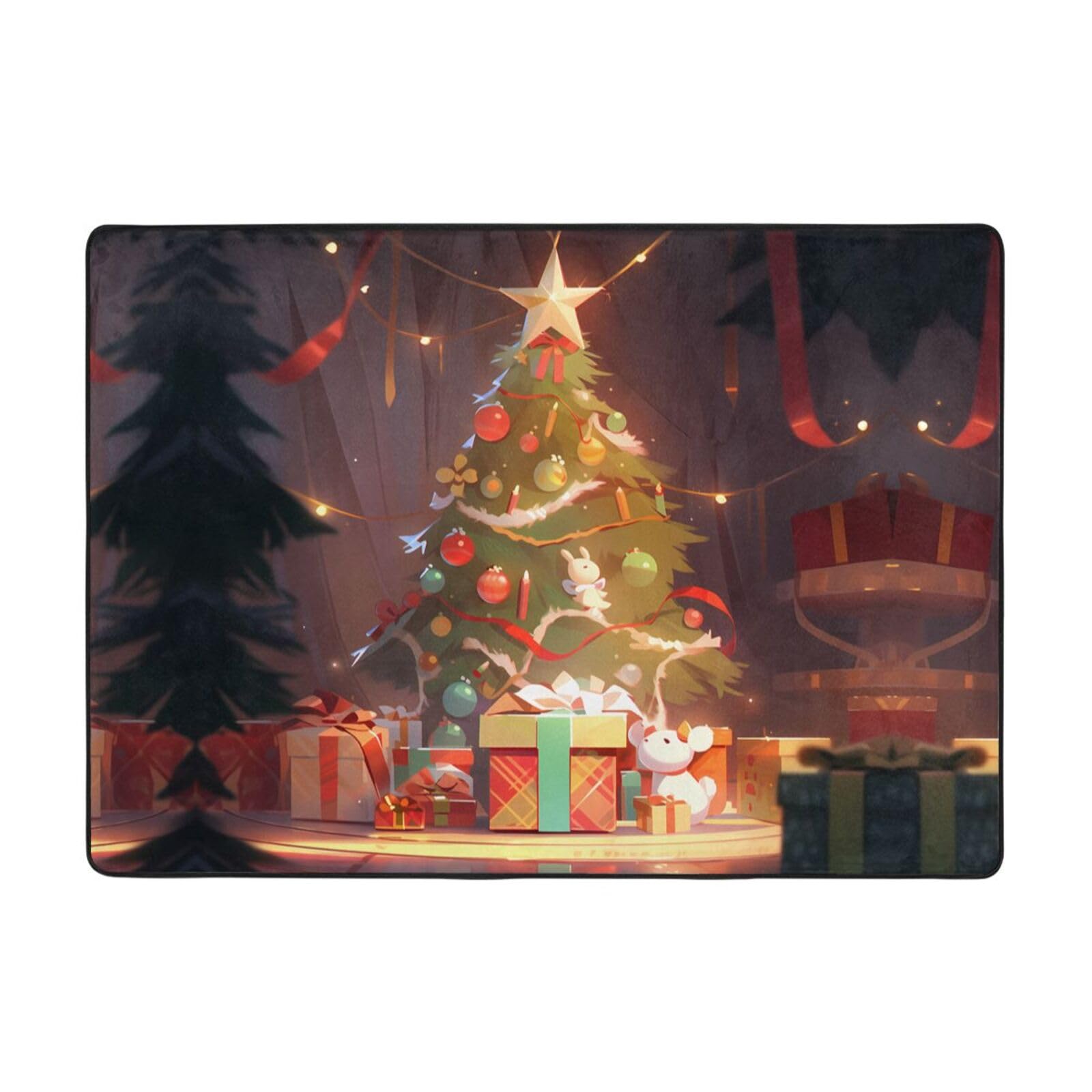 Tapis de sol en flanelle sapin de Noël grand format 203x147 cm