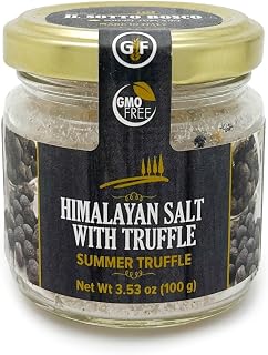 SOGNO TOSCANO HIMALAYAN BLACK TRUFFLE SALT WITH 5% of dried black truffles / VEGAN / For Topping or Condiment for Seasoning, Specialty Seasoning for A Truly Aromatic Flavor Experience, For the Finest Steaks or Unique Everyday Popcorn I Gluten Free, Non-GMO, No MSG - 3.53 oz (3.53, 2)
