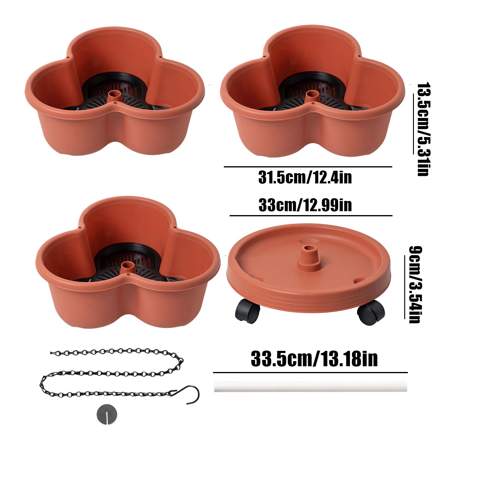 Fioriera verticale da giardino – Vaso a 3 livelli con ruote rimovibili, strumenti per verdure, fragole, fiori, interni, cucina, giardino, patio