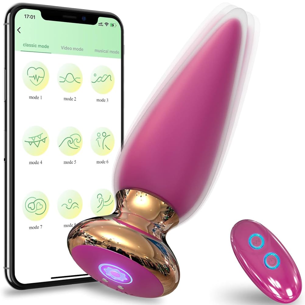 Vibrador De Tapón Anal Controlado por Aplicación, 9 Modos De Vibración Clásicos, Masajeador De Estimulación De Próstata del Punto G, Adecuado para Juguetes Sexuales para Adultos Y Parejas