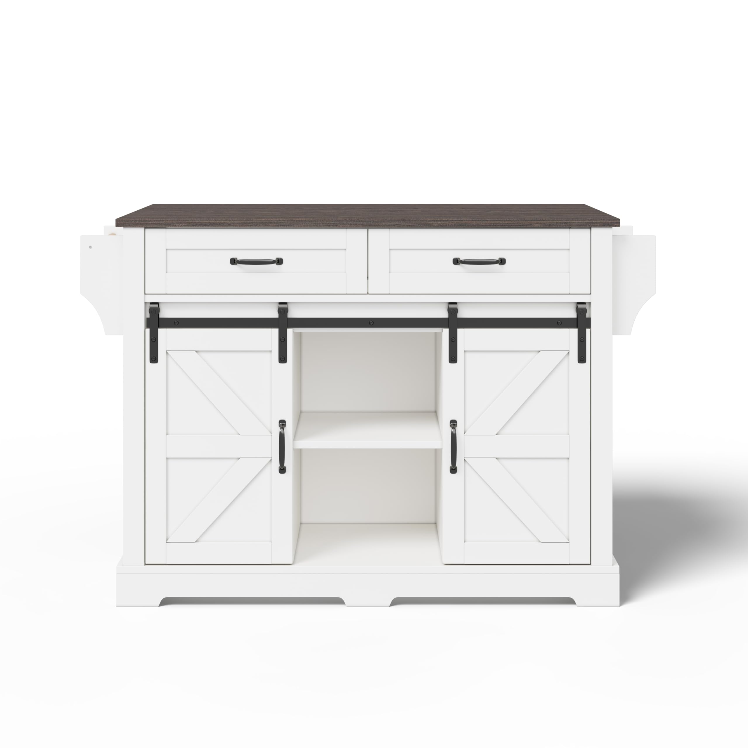 Isla de cocina con encimera plegable, carrito de cocina con ruedas, armario de cocina con 2 puertas correderas y 2 cajones, armario de almacenamiento de cocina, 120 × 45 (70)× 91 cm (blanco)