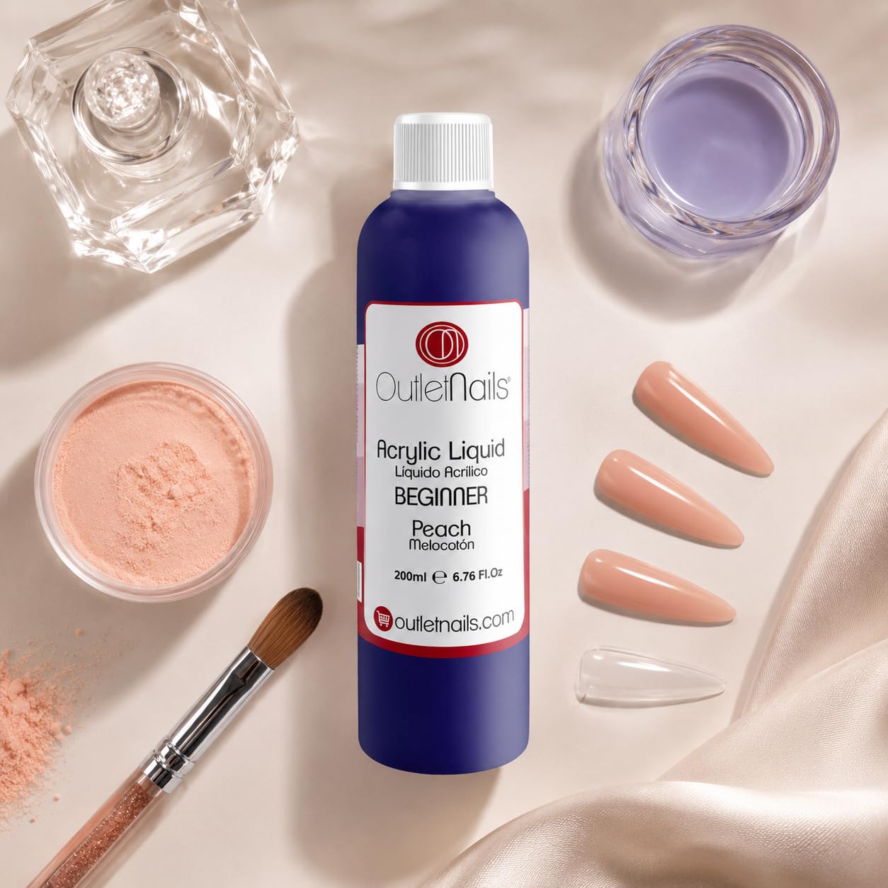 Liquido Acrilico Perfumado Melocotón Pro para uñas 500ml (Secado Rápido) / Monómero para uñas acrílicas - Perfumado - Outlet Nails