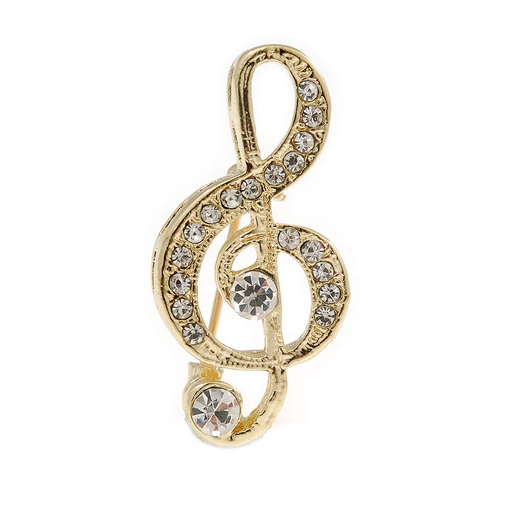 Avalaya Spilla Musicale A Chiave Di Violino – Cristallo Rosso Bordeaux, Placcatura Rodio, 42x22 Mm