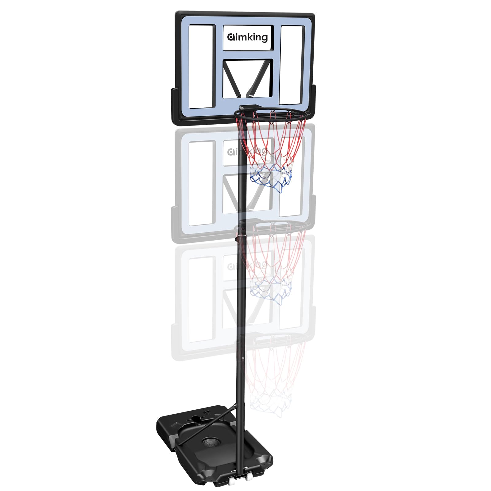 aimkingPortable Basketball Hoop Outdoor System with 44 Inch Shatterproof Backboard, 3.8FT-10FT Height Adjustable Basketball Goal System for Youth/Teens/Adults Indoor Outdoor